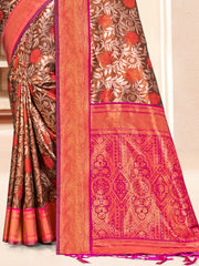 Pink Silk Woven Work Traditional Saree