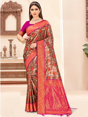 Pink Silk Woven Work Traditional Saree