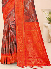 Red Silk Woven Work Traditional Saree