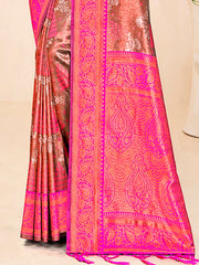 Pink Silk Woven Work Traditional Saree