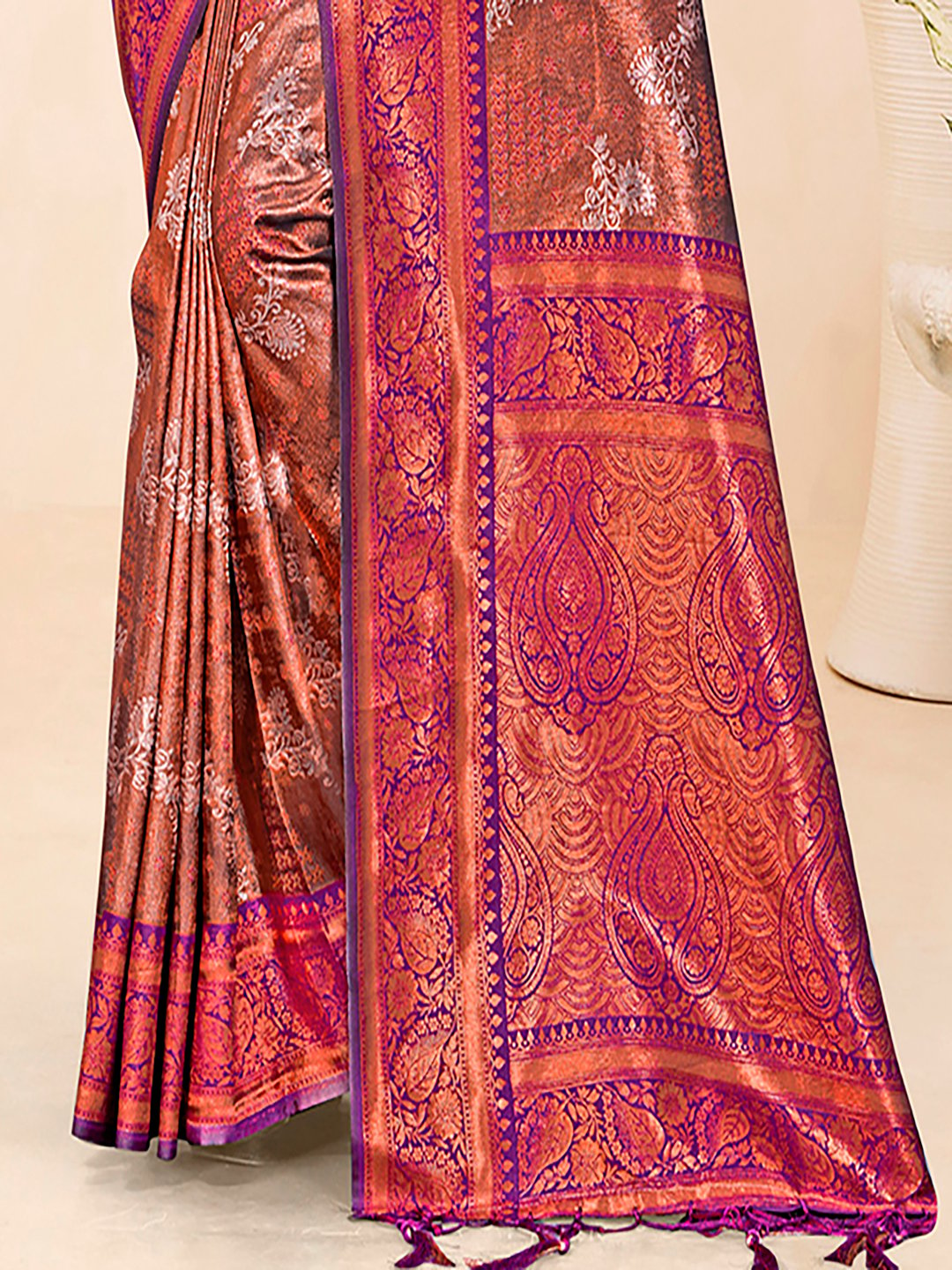 Violet Silk Woven Work Traditional Saree