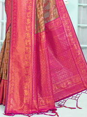 Pink Silk Woven Work Traditional Saree