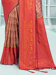 Maroon Silk Woven Work Traditional Saree