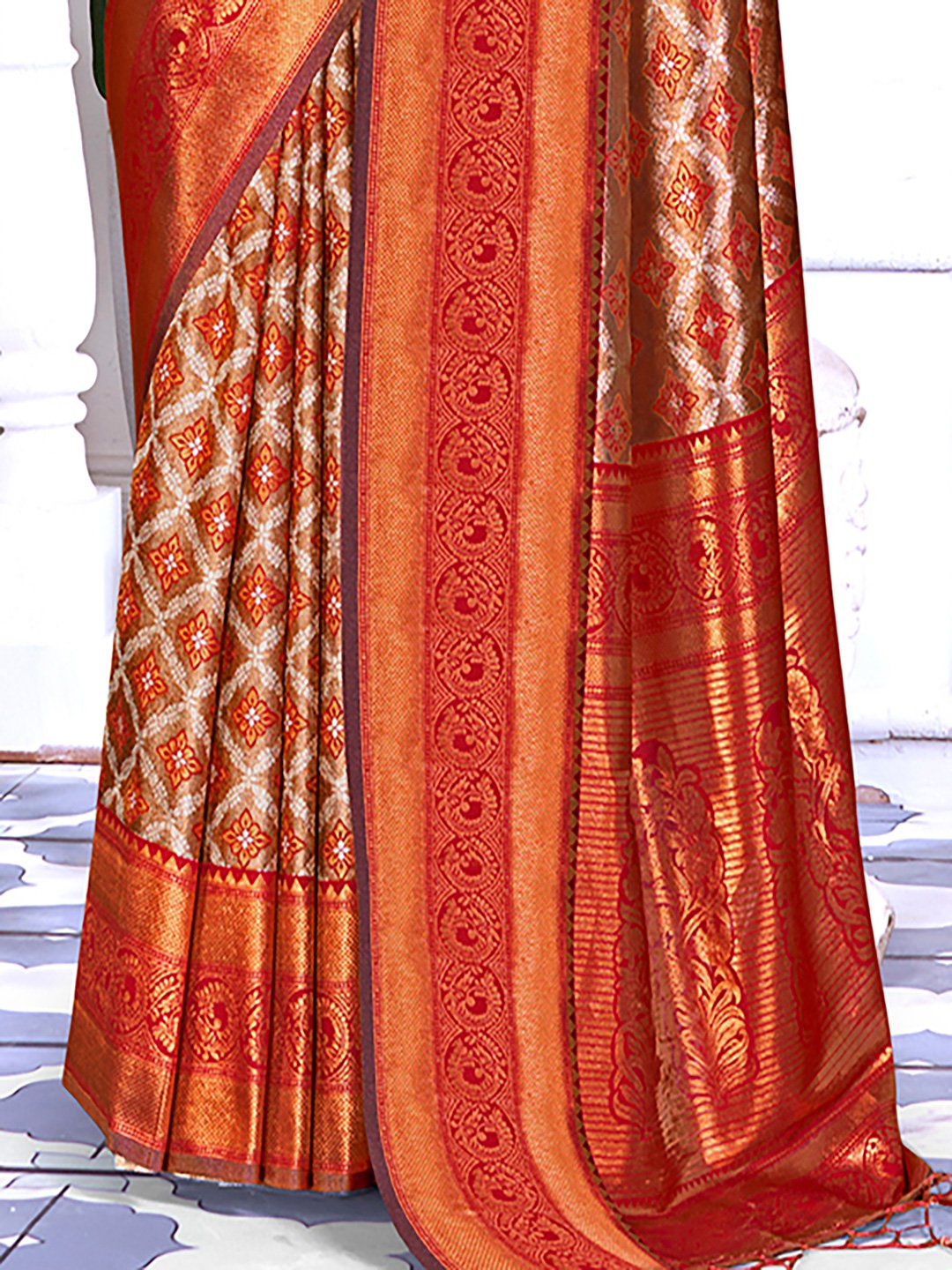 Maroon Silk Woven Work Traditional Saree