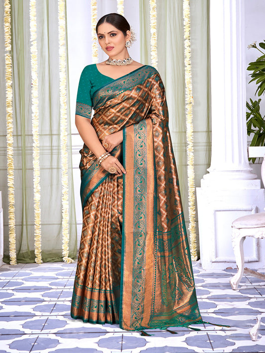 Sea Green Silk Woven Work Traditional Saree