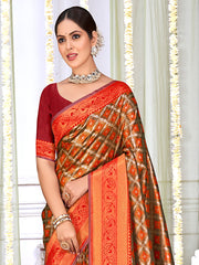 Red Silk Woven Work Traditional Saree