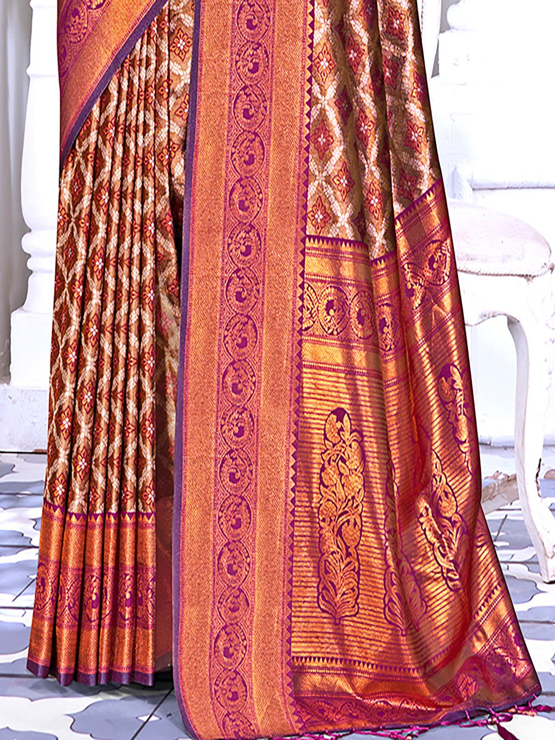 Purple Silk Woven Work Traditional Saree