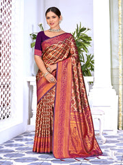 Purple Silk Woven Work Traditional Saree