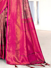 Pink Silk Woven Work Traditional Saree