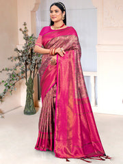 Pink Silk Woven Work Traditional Saree