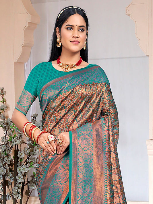 Sea Green Silk Woven Work Traditional Saree