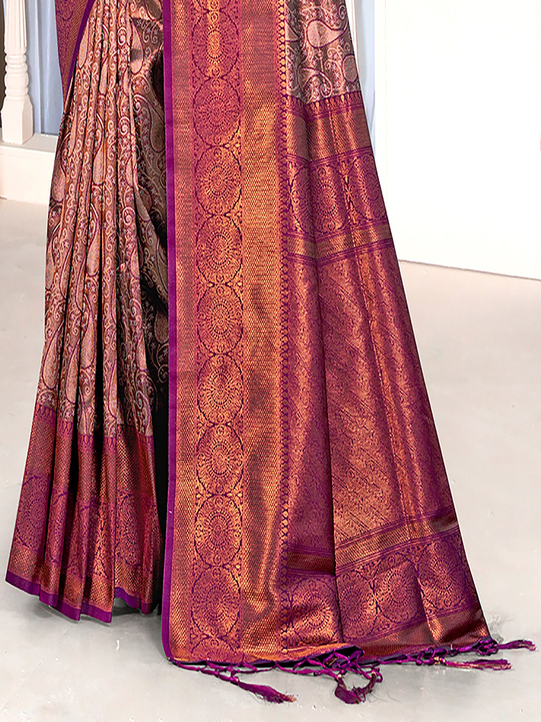 Purple Silk Woven Work Traditional Saree