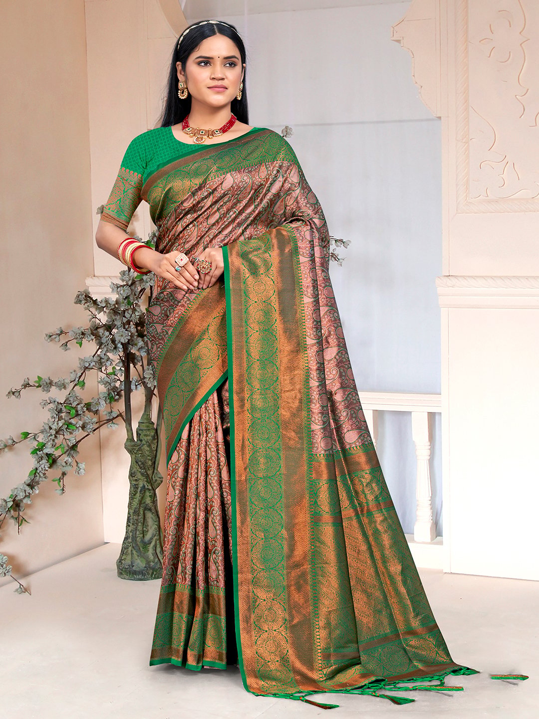 Green Silk Woven Work Traditional Saree