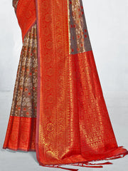 Red Silk Woven Work Traditional Saree