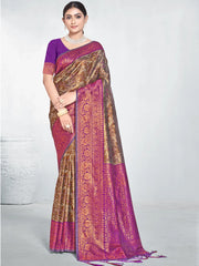 Purple Silk Woven Work Traditional Saree