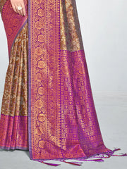 Purple Silk Woven Work Traditional Saree