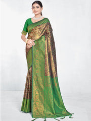 Green Silk Woven Work Traditional Saree