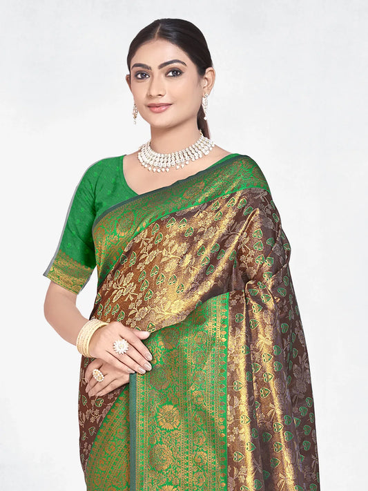 Green Silk Woven Work Traditional Saree