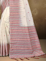 Cream Cotton Woven Work Traditional Saree