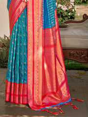 Blue Silk Woven Work Traditional Saree