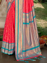 Pink Silk Woven Work Traditional Saree