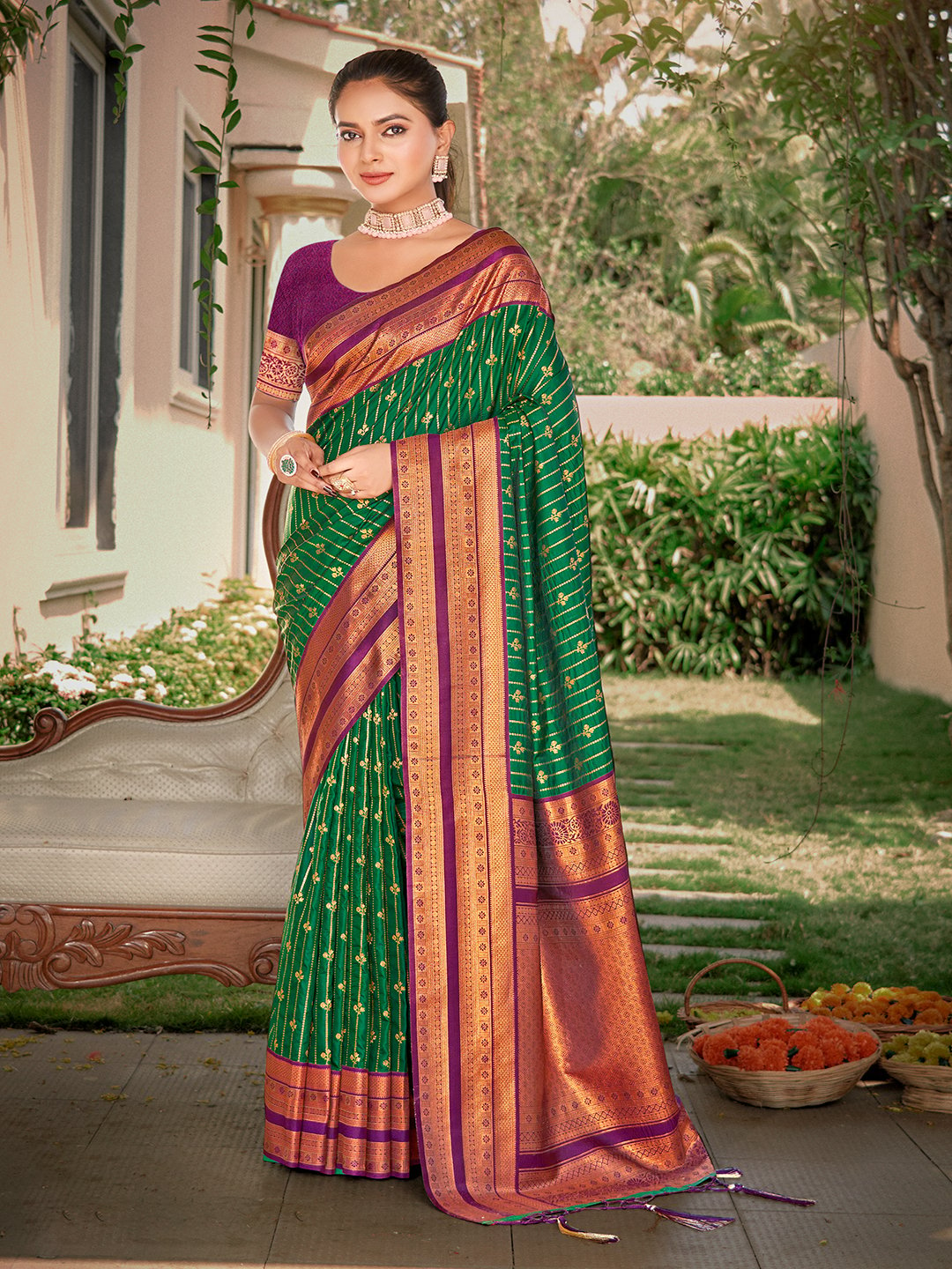 Green Silk Woven Work Traditional Saree