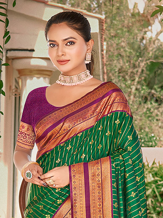 Green Silk Woven Work Traditional Saree