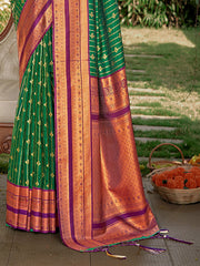 Green Silk Woven Work Traditional Saree