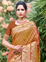 Brown Silk Woven Work Traditional Saree