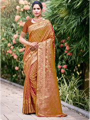 Brown Silk Woven Work Traditional Saree