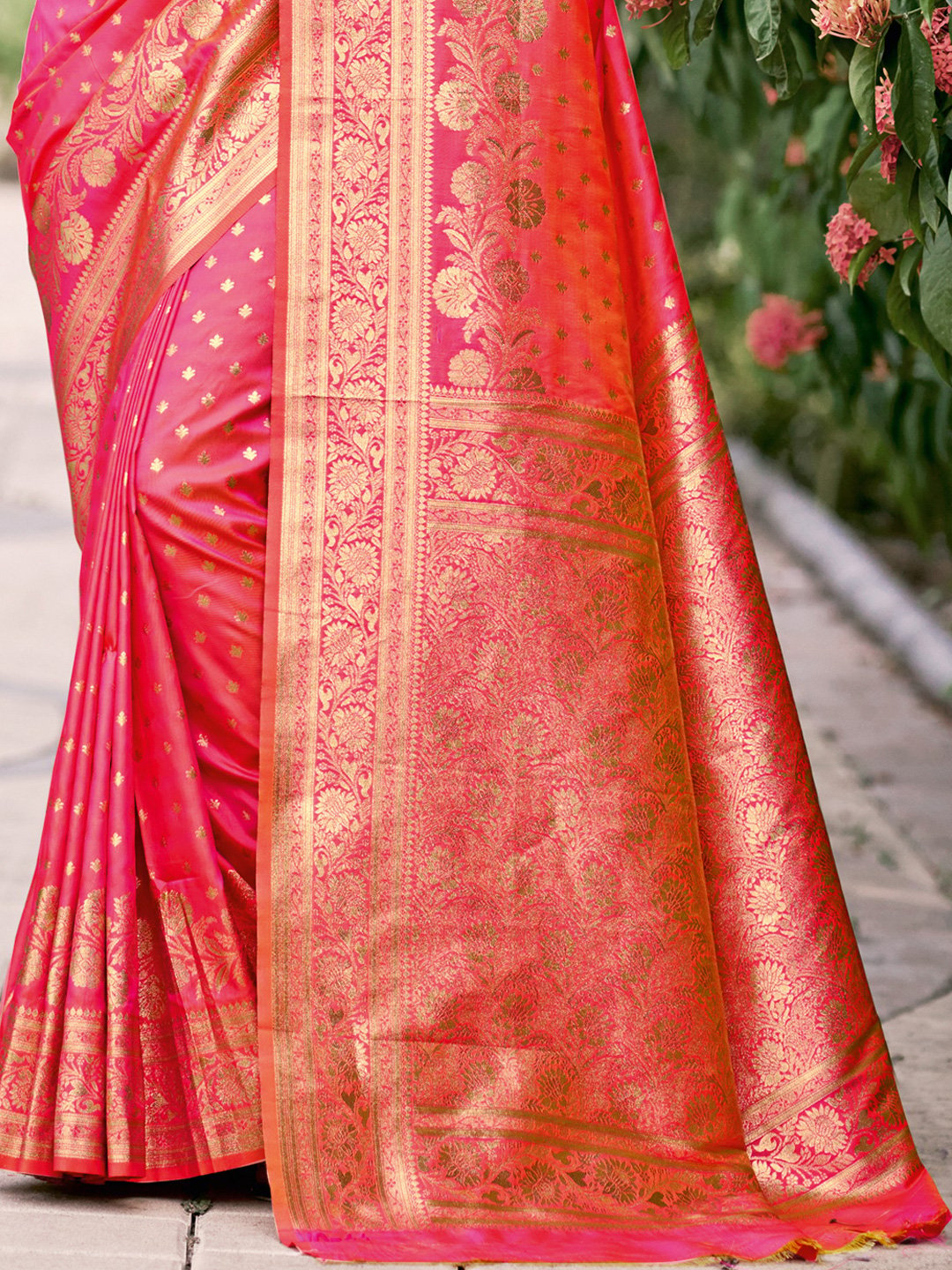 Pink Silk Woven Work Traditional Saree