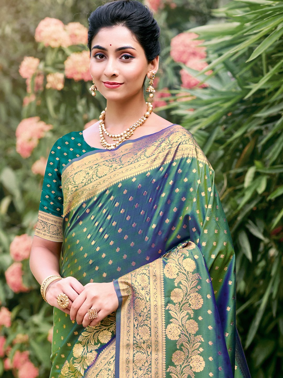 Green Silk Woven Work Traditional Saree