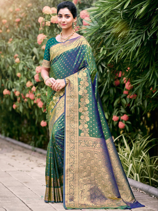 Green Silk Woven Work Traditional Saree