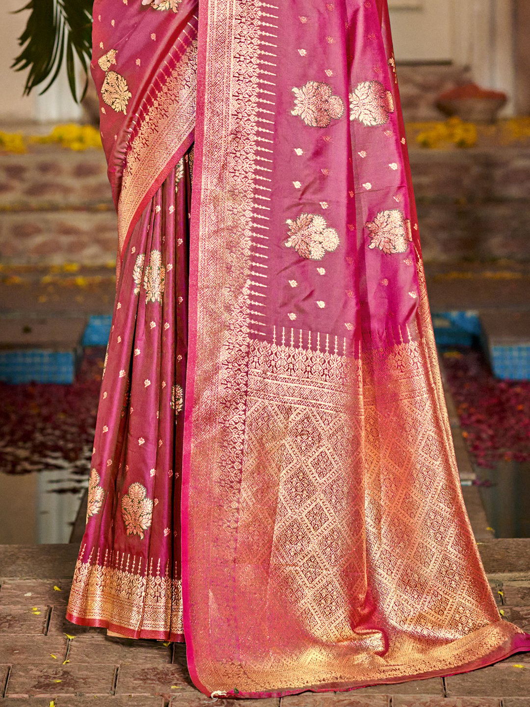 Pink Silk Woven Work Traditional Saree