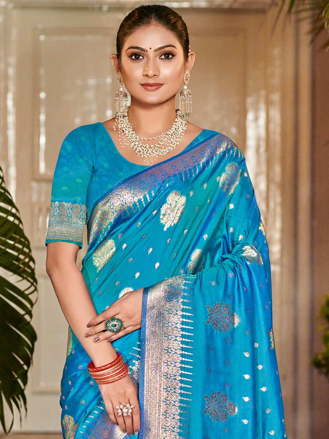 Blue Silk Woven Work Traditional Saree