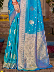 Blue Silk Woven Work Traditional Saree