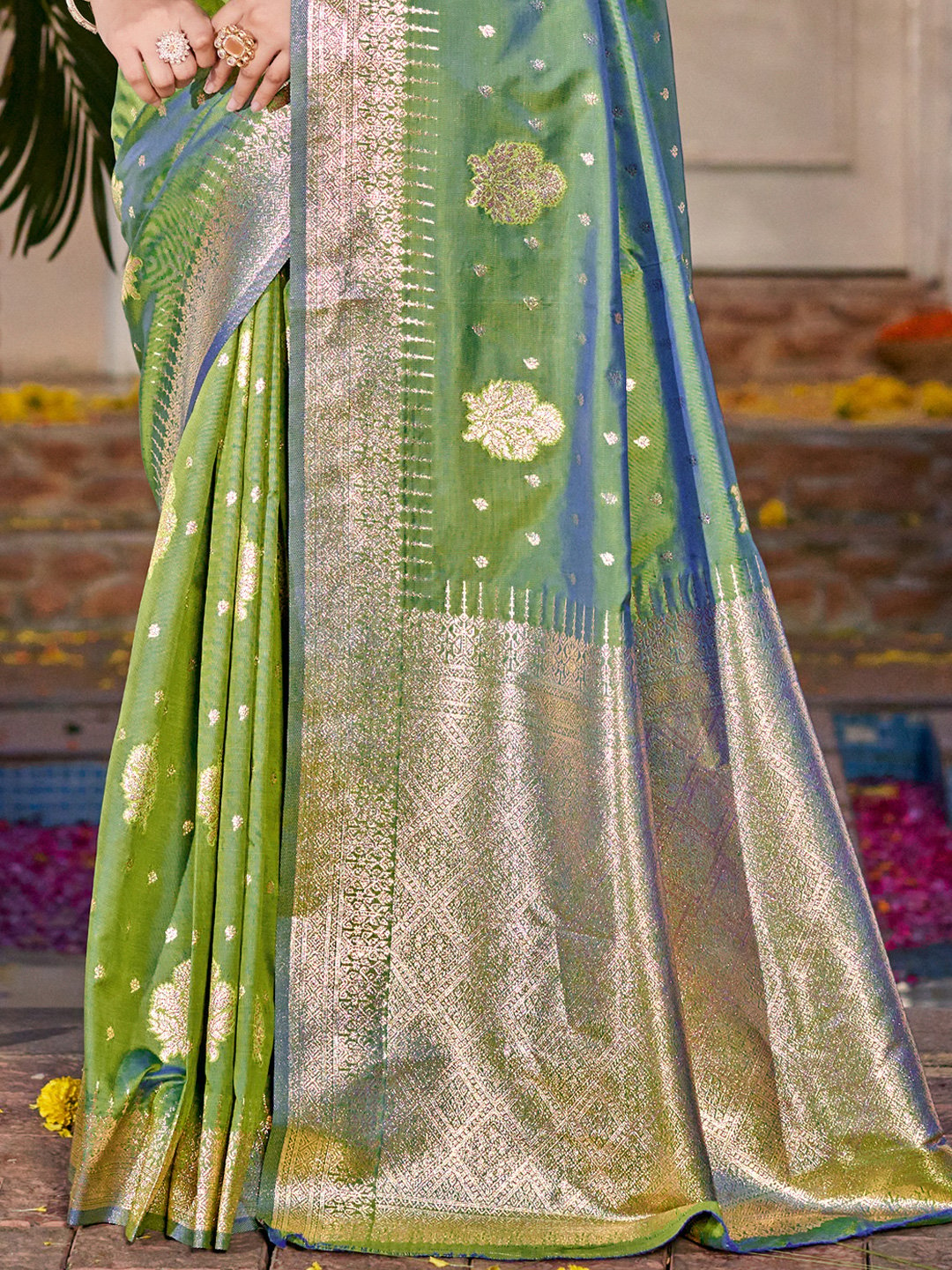 Green Silk Woven Work Traditional Saree