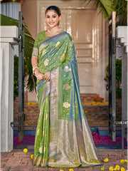 Green Silk Woven Work Traditional Saree