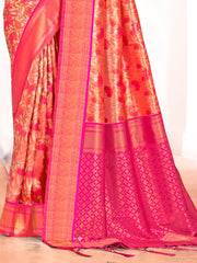 Pink Kanjivaram Silk Woven Work Traditional Tassels Saree