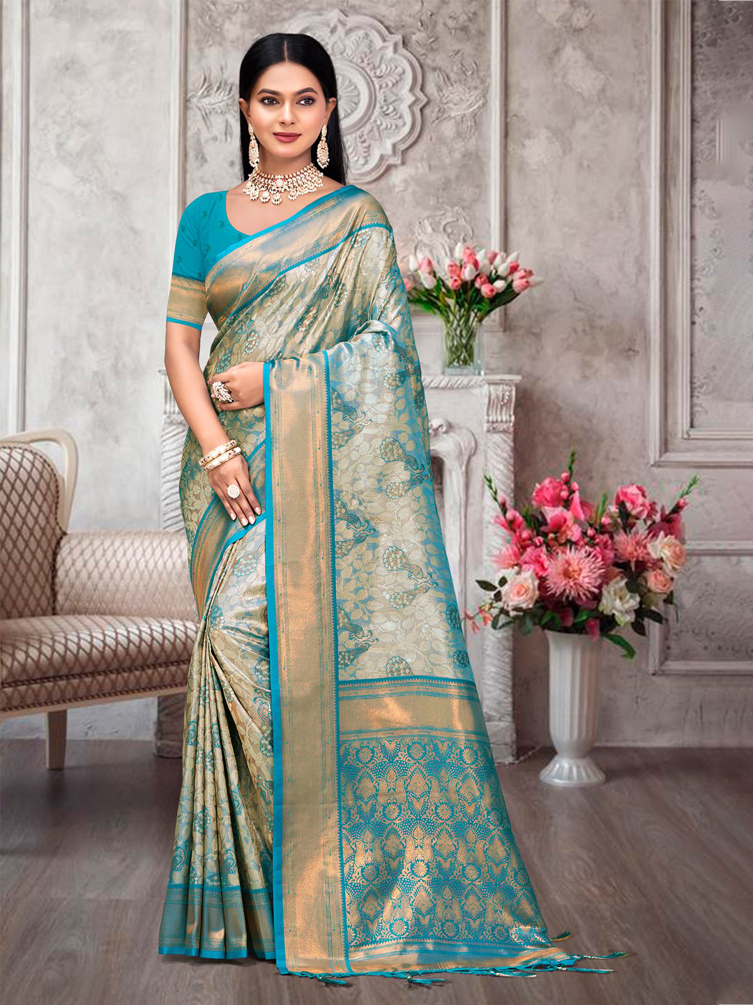 Blue Kanjivaram Silk Woven Work Traditional Tassels Saree