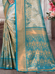 Blue Kanjivaram Silk Woven Work Traditional Tassels Saree