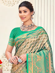 Green Kanjivaram Silk Woven Work Traditional Tassels Saree