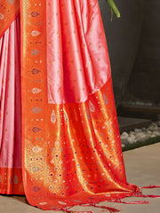 Pink Silk Woven Work Traditional Saree