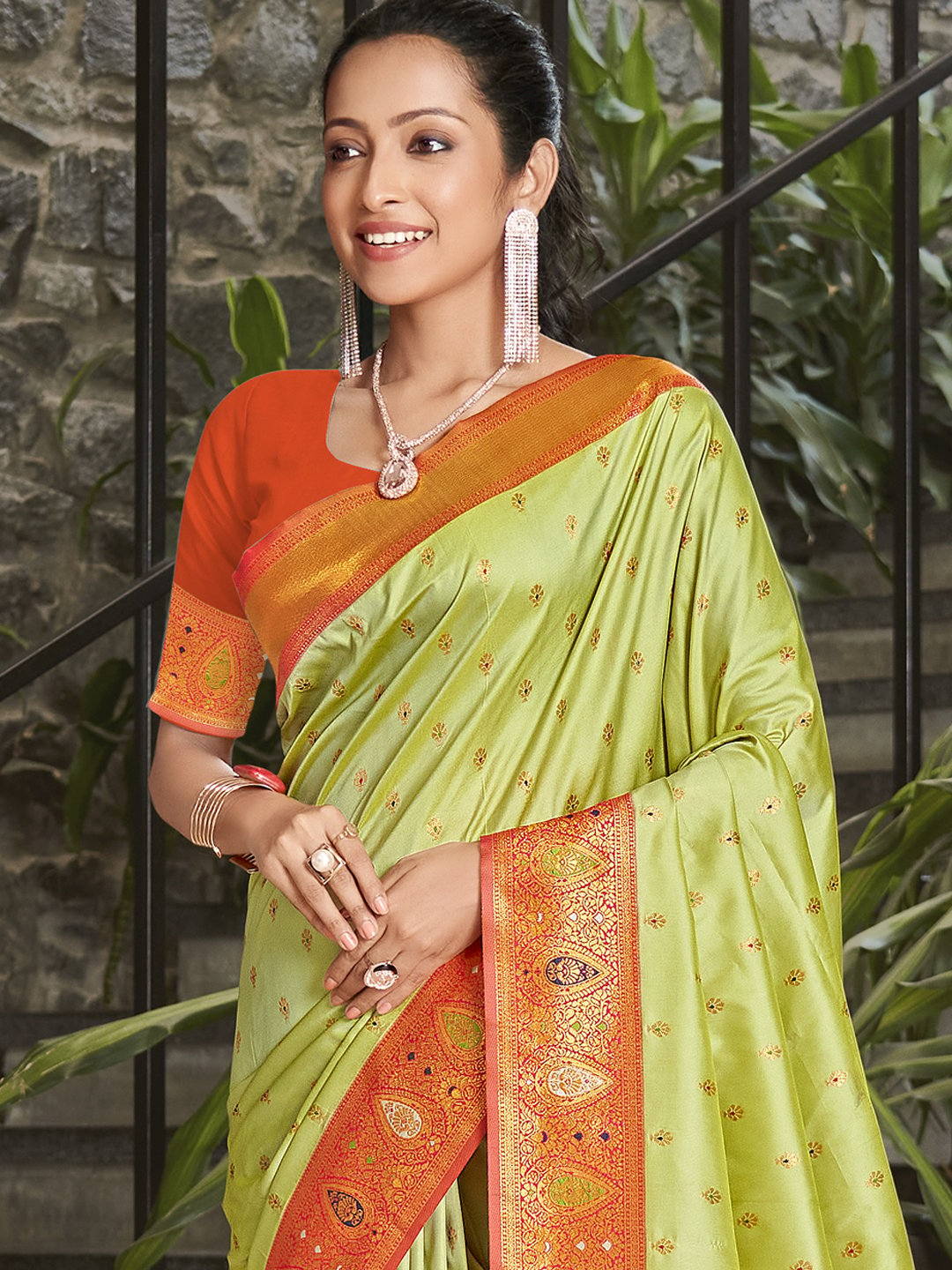 Green Silk Woven Work Traditional Saree