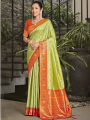 Green Silk Woven Work Traditional Saree