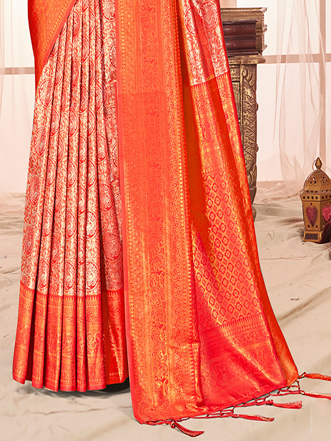 Red Silk Woven Work Traditional Saree