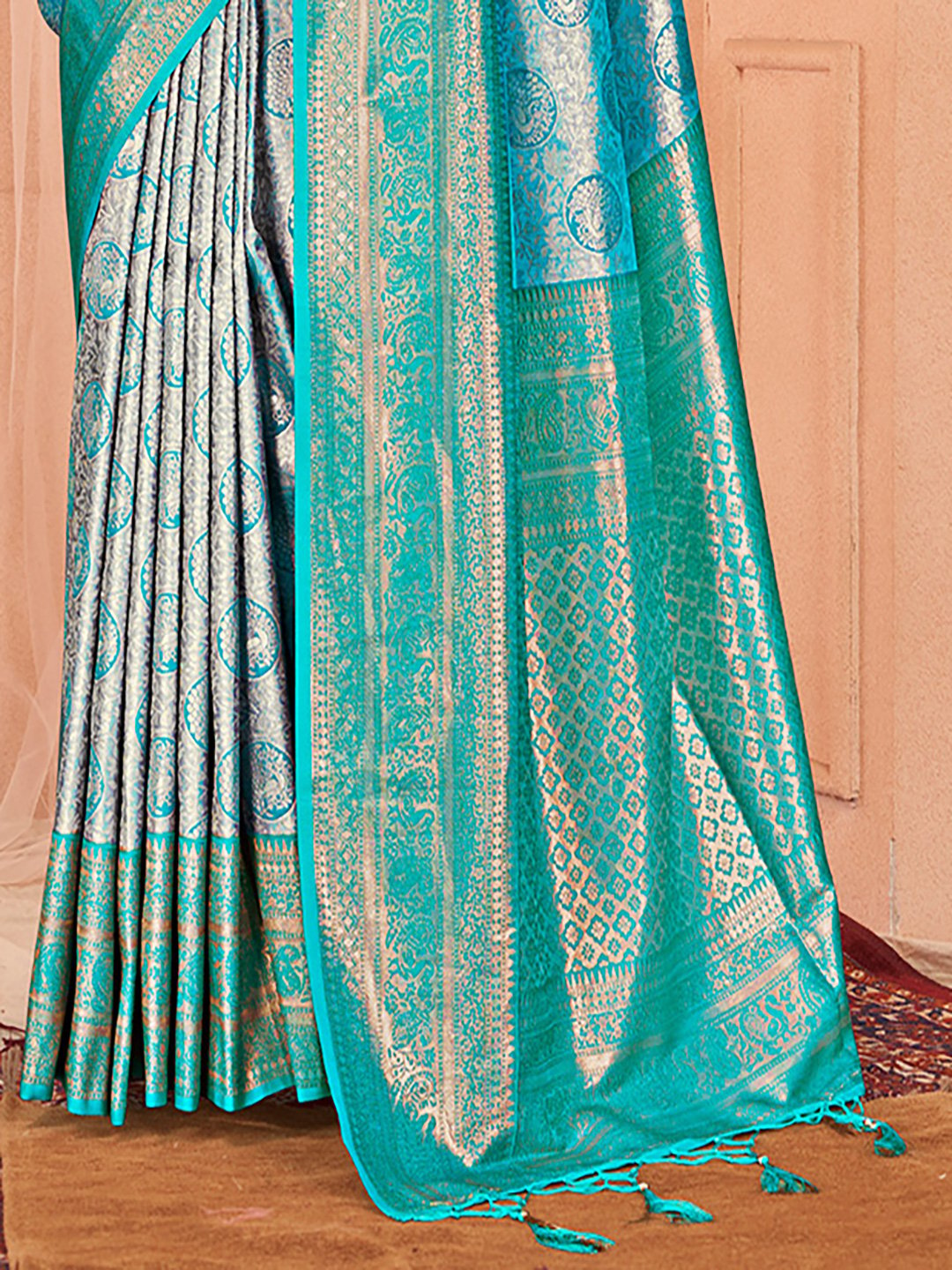 Blue Silk Woven Work Traditional Saree