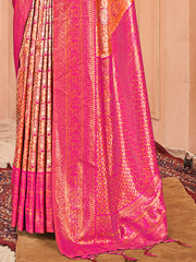 Pink Silk Woven Work Traditional Saree