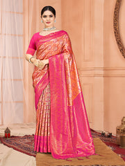 Pink Silk Woven Work Traditional Saree