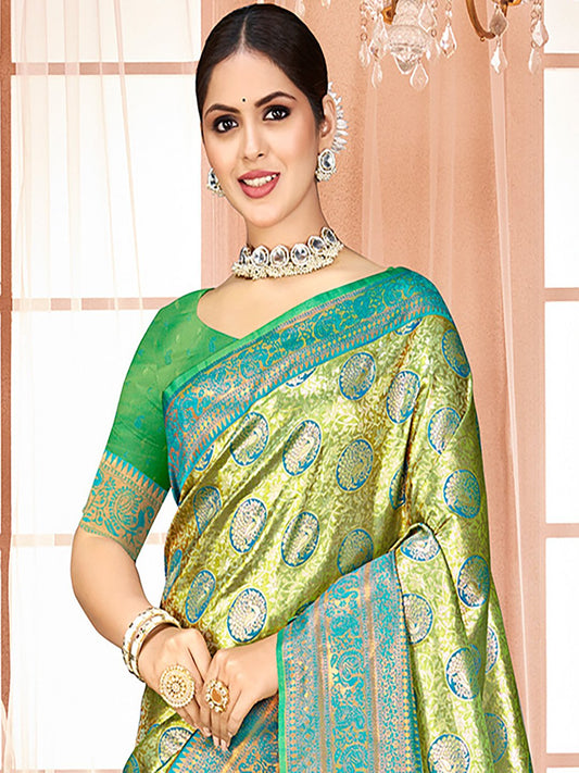 Green Silk Woven Work Traditional Saree